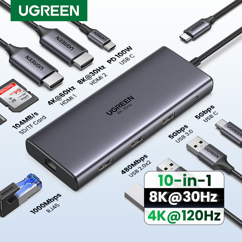 Mac Laptop Accessories - UGREEN Çift HDMI USB-C HUB 8K
